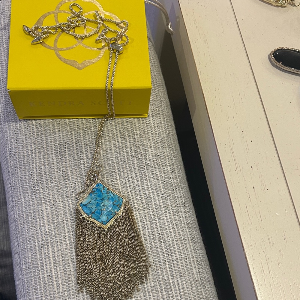 Kendra Scott Blue Mosaic Pendant Necklace